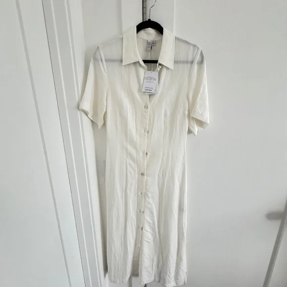 NWT & Other Stories Stockholm Atelier | Shell Button Shirt Midi Dress White - Picture 5 of 10